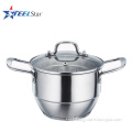 Stainless steel cooking pots with steamer